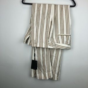 Massimo Dutti Beige Black & Cream Pinstripe Pants